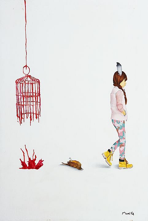 Número 3 (2015) Marisela Peguero, Serie Diálogos, Acrílico sobre madera, 62 x 40 cm